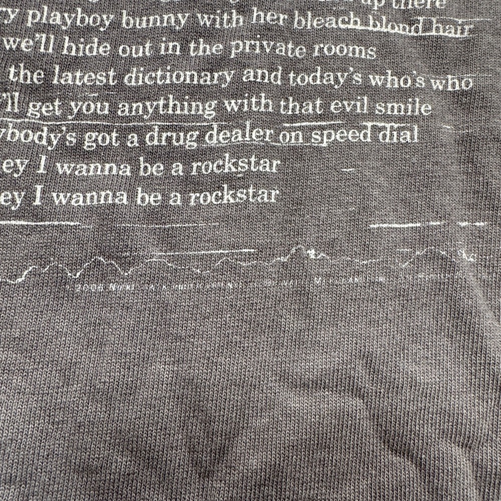 Y2K Nickelback Band T-Shirt Men's Small Gray Rockstar Lyrics Double Sided Merch - Picture 3 of 6